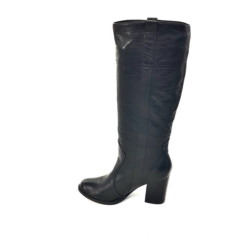 Steve Madden Black Leather Knee-High Heeled Boots - Picture 5 of 12